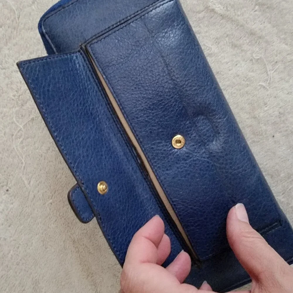 NWOT Lodis Zip Around Continental Blue Extra Long Wallet or Clutch Purse
